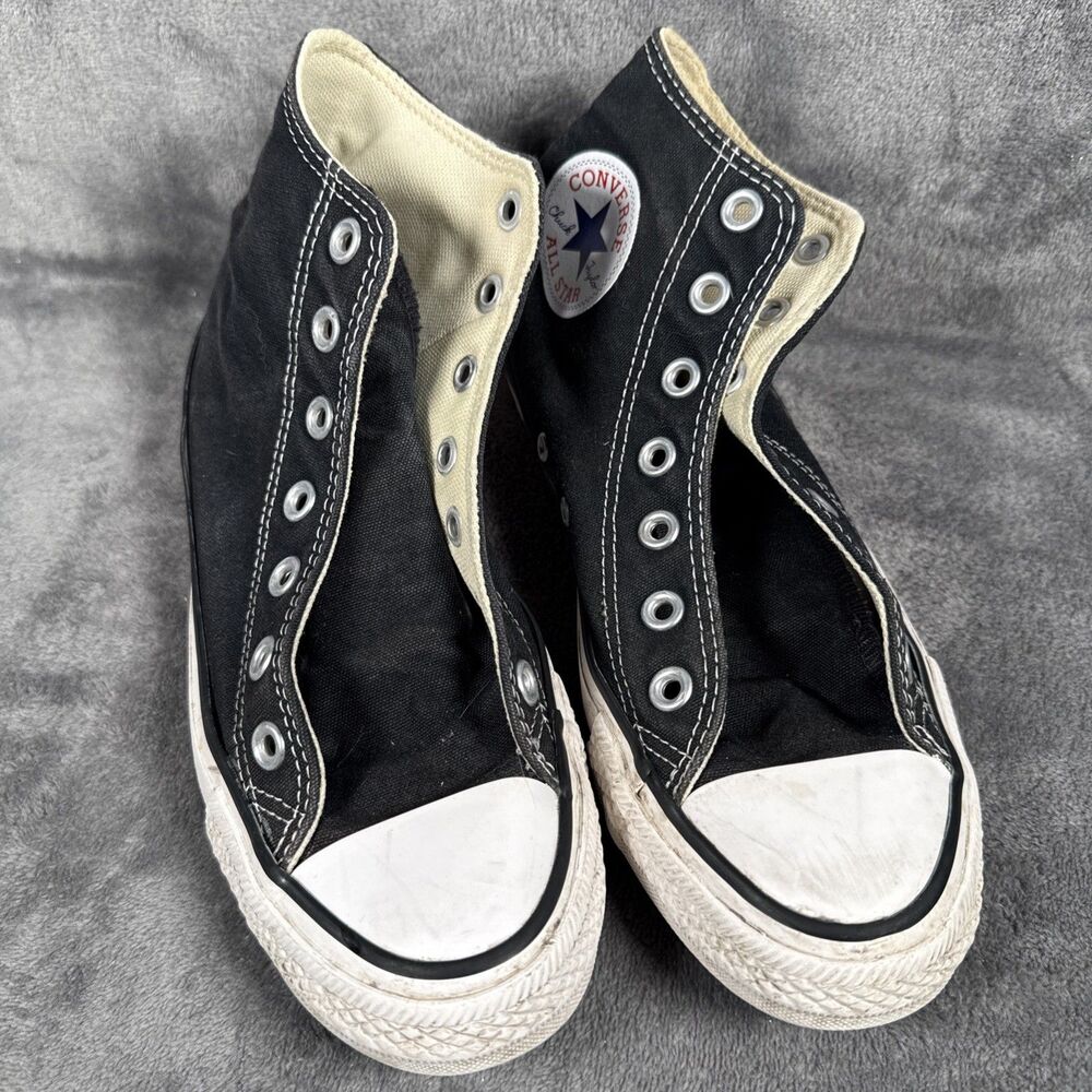 Converse Sneakers High Top Black White Women's 7 Men's 5 Grunge Classic No Laces
